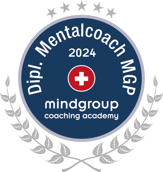 Qualifikationsabzeichen: Diplomierter Mental Coach MGP, verliehen 2024 von mindgroup coaching academy